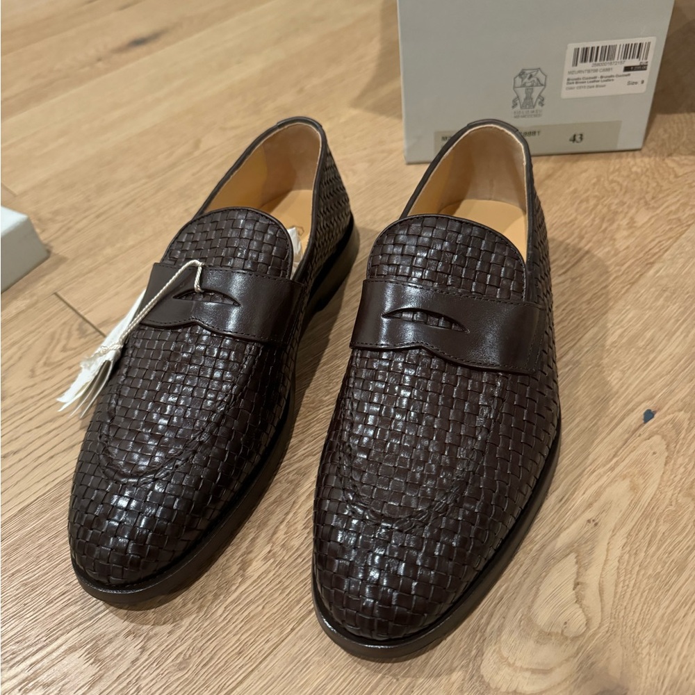 Men's Woven Leather Penny Loafers